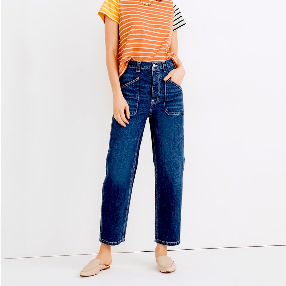 NWT Madewell Rivet & Thread High Rise Straight Jeans in Fiske Wash